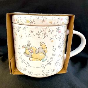 Disney Thumper Bunny Bambi Floral 16oz 2pc Coffee Mug & Coaster Lid Set New
